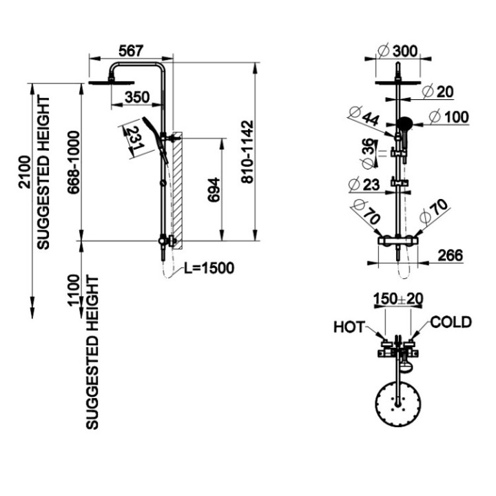 Gessi 35177#727 душевая система Brushed Brass