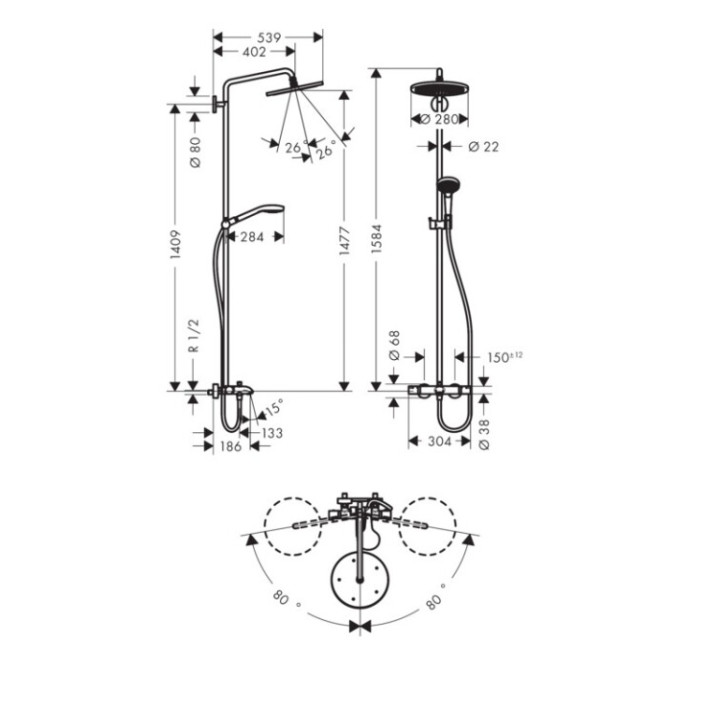 Hansgrohe 26792000 душевая система комплект