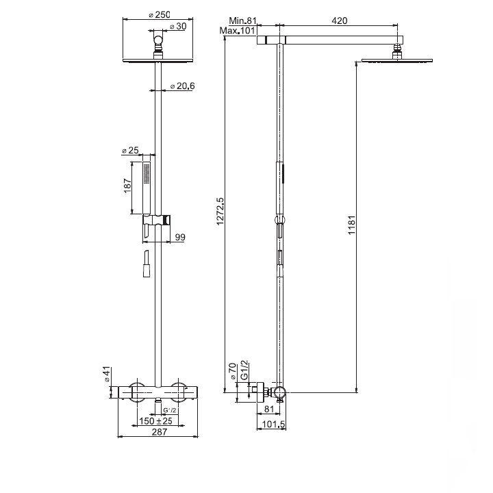 Душевая система F4925/SWR256HS Fima Carlo Frattini