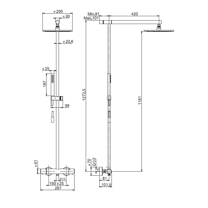 Душевая система F4925/SWR256NS Fima Carlo Frattini