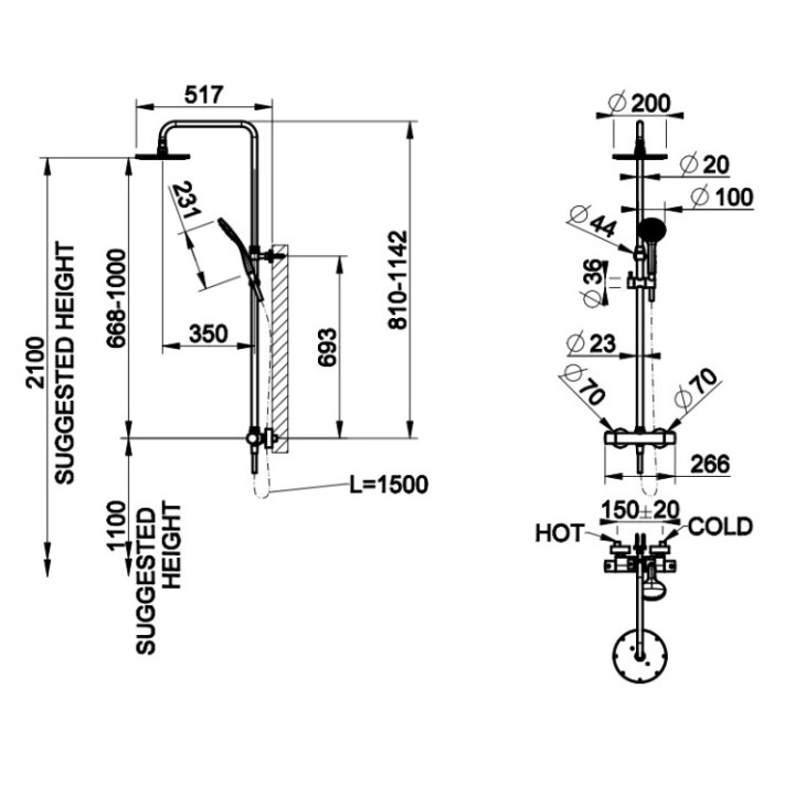 Gessi 35173#708 душевая система термостатическая