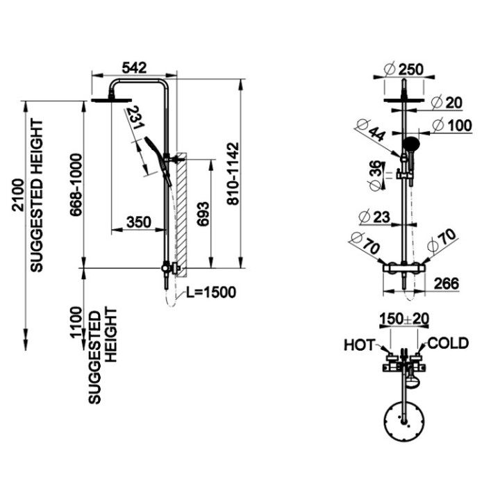 Душевая система Gessi 35175#246 Gold PVD