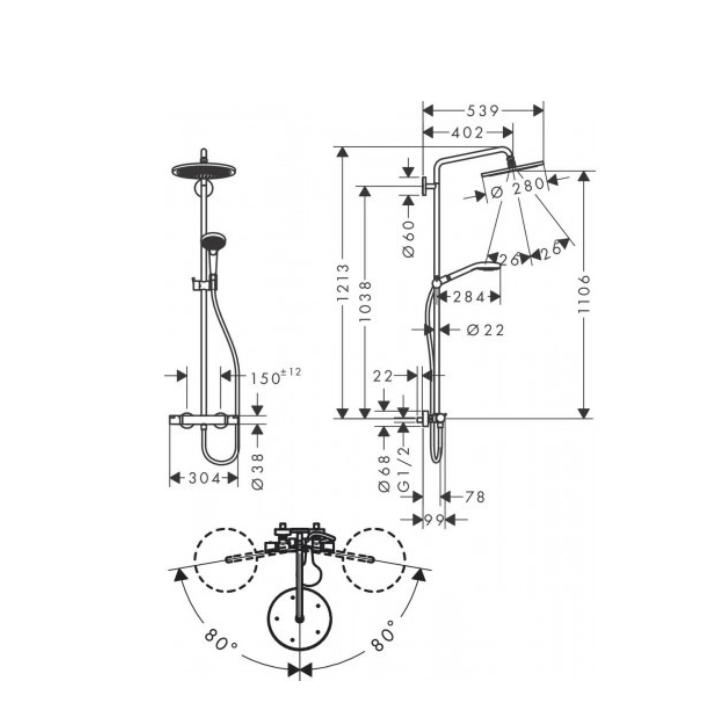 Hansgrohe 26891700 душевая система Croma Select S