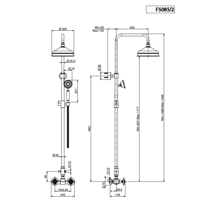 F5085/2CR Душевая система Fima Carlo Frattini