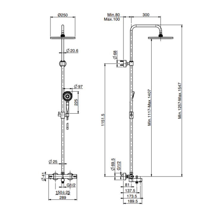 F4884/RP259CR душевая система Fima Carlo Frattini
