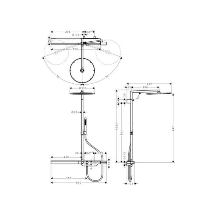 Axor 27984140 душевая система Brushed bronze