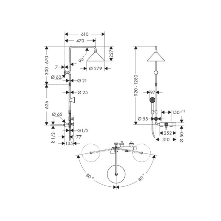 Axor 26020340 душевая система Brushed Black Chrome