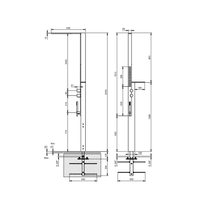 Fantini 72 93 H121 душевая система Steel Matt