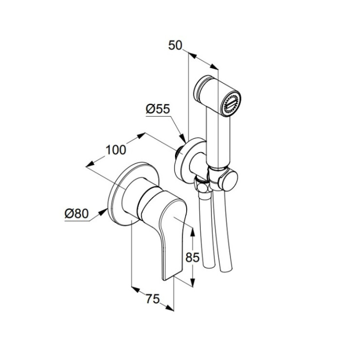 Kludi 489983965 гигиенический душ, скрытый монтаж