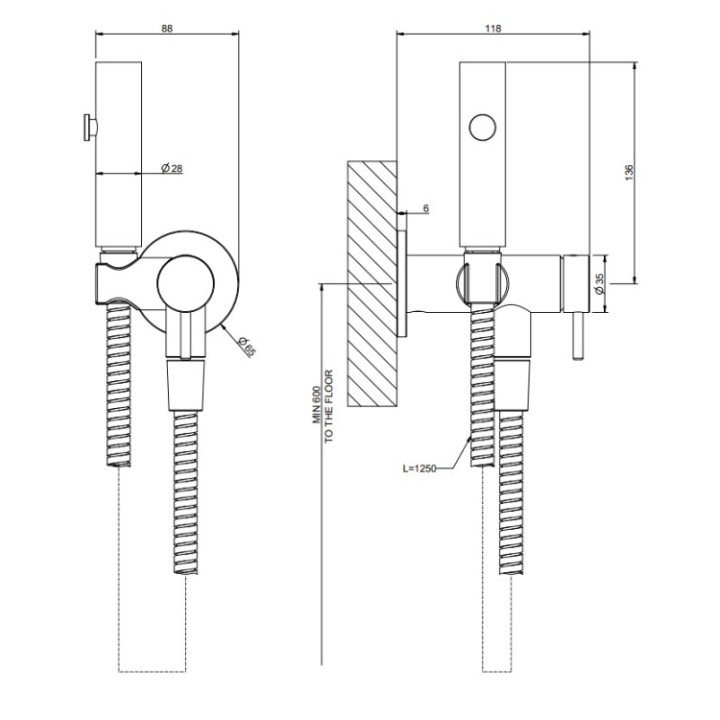 Gessi 45131#707 гигиенический душ скрыт. монтаж