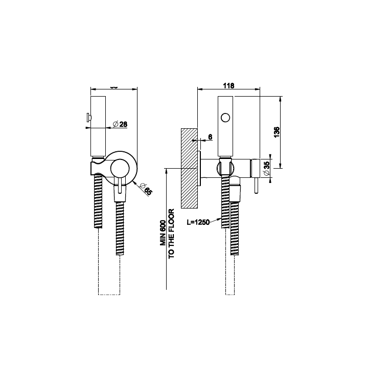Gessi 45131#299 гигиенический душ скрытый монтаж