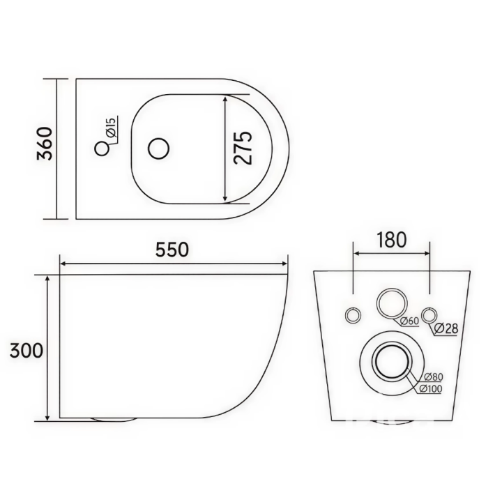 Биде Charus Kelston 35x51 см белый глянцевый, BD700-142W