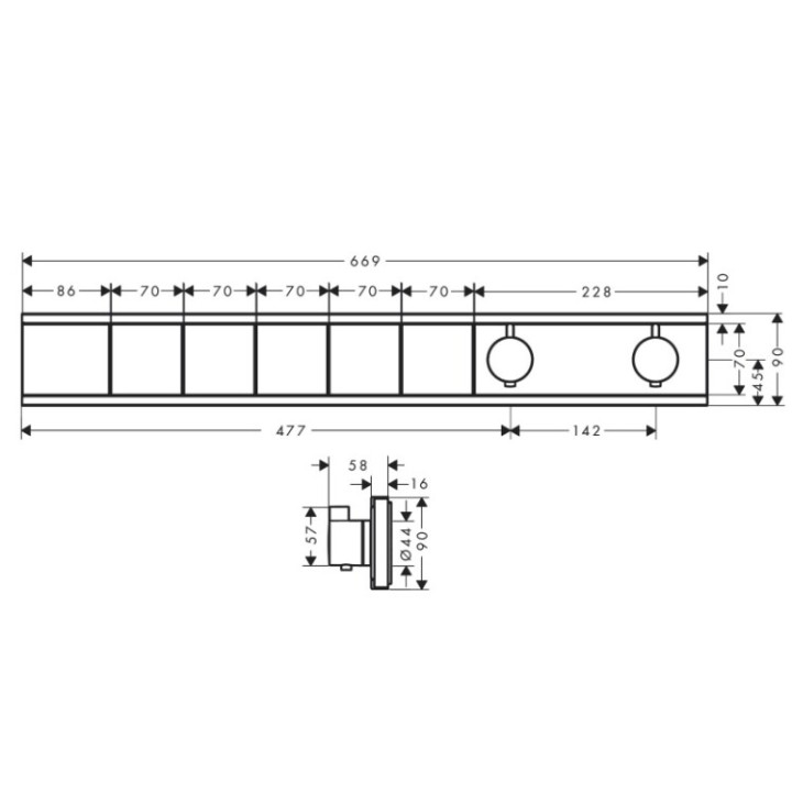 Смеситель Hansgrohe 15384700 для душа, скрытый монтаж
