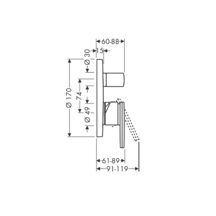 Axor 39457340 скрытый смеситель для душа
