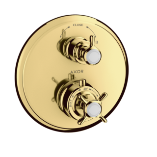 Axor Montreux Смеситель термостатический для душа на 2 потребителя Gold, Polished Gold