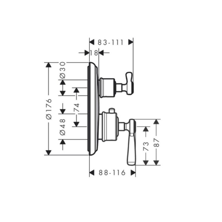 Axor 16801000 смеситель для душа, термостат, скрытый