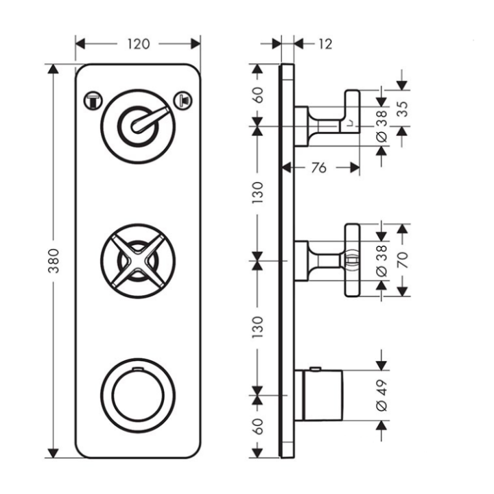 Axor 36703820 смеситель скрытый термостатический