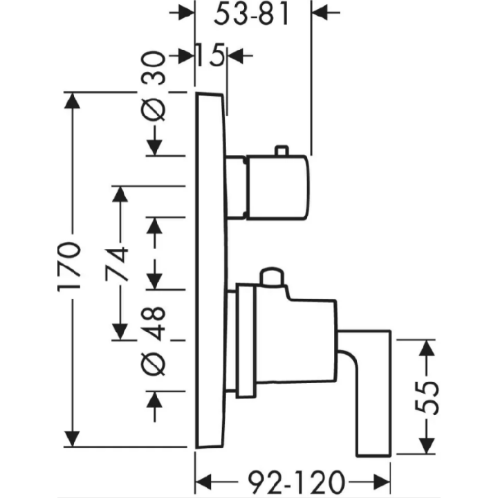 Axor 39700800 термостатический смеситель для душа
