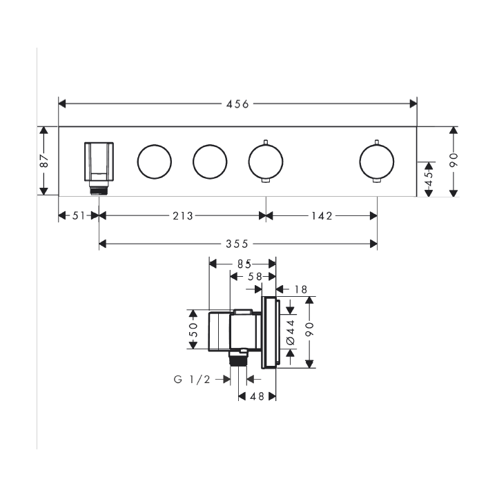 Axor 18355820 смеситель скрытый термостат Brushed Nickel