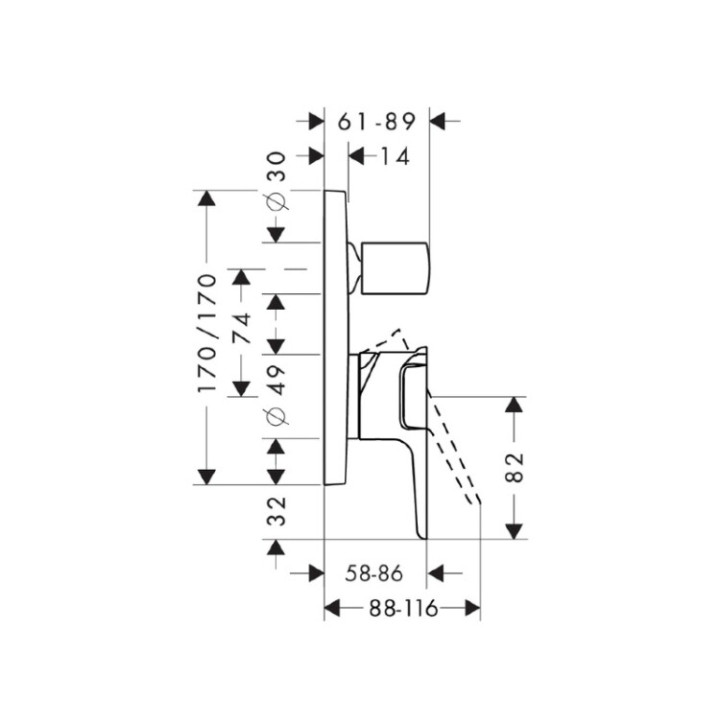 Axor 36455990 смеситель скрытый, Gold, для душа