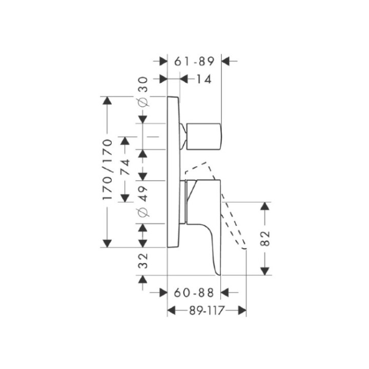 Axor 34427000 смеситель для душа скрытый монтаж