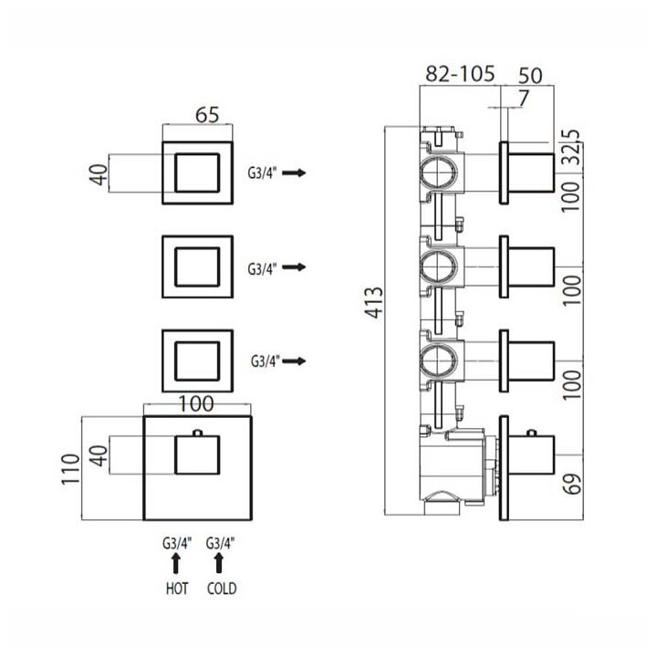 Bossini Z033205.030 термостатический смеситель для душа