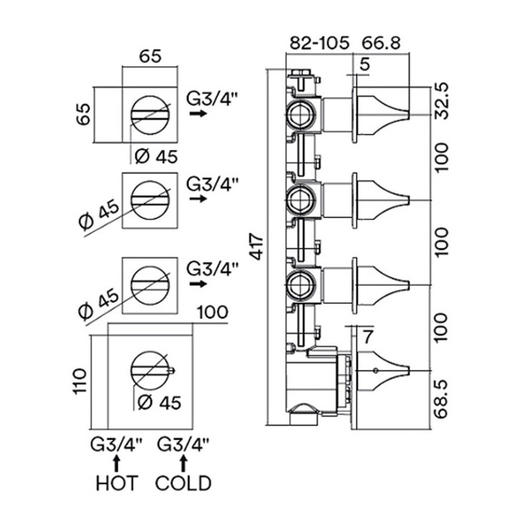 Bossini Z035205.073 термостатический смеситель скрытый