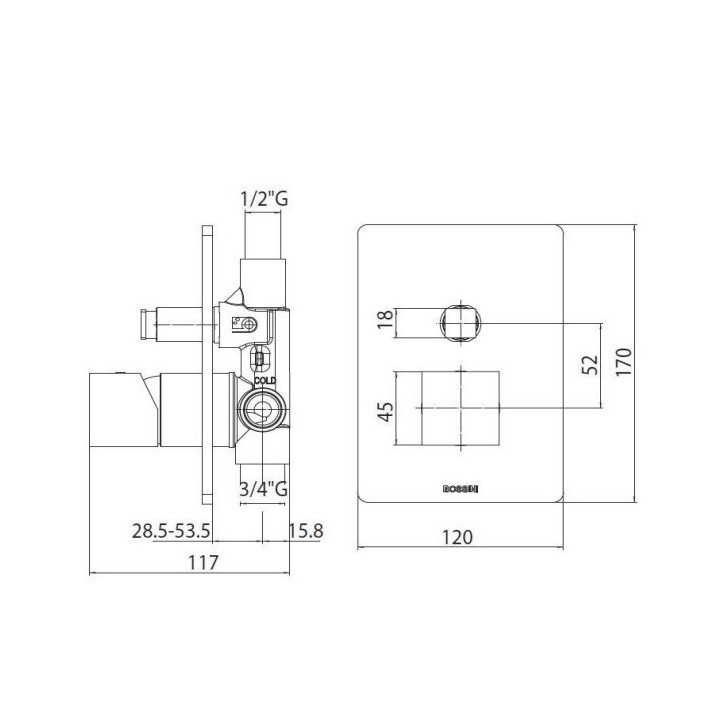 Bossini Z00063.030 смеситель для душа скрытый