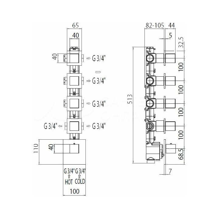 Bossini Z032208.030 Cube термостатический смеситель