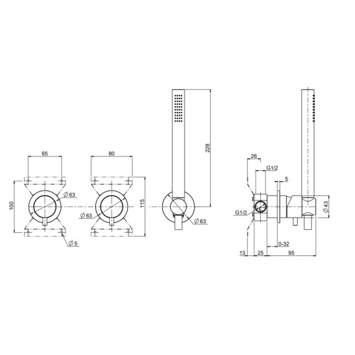 Quadro design 13 68.00 AS – смеситель для душа