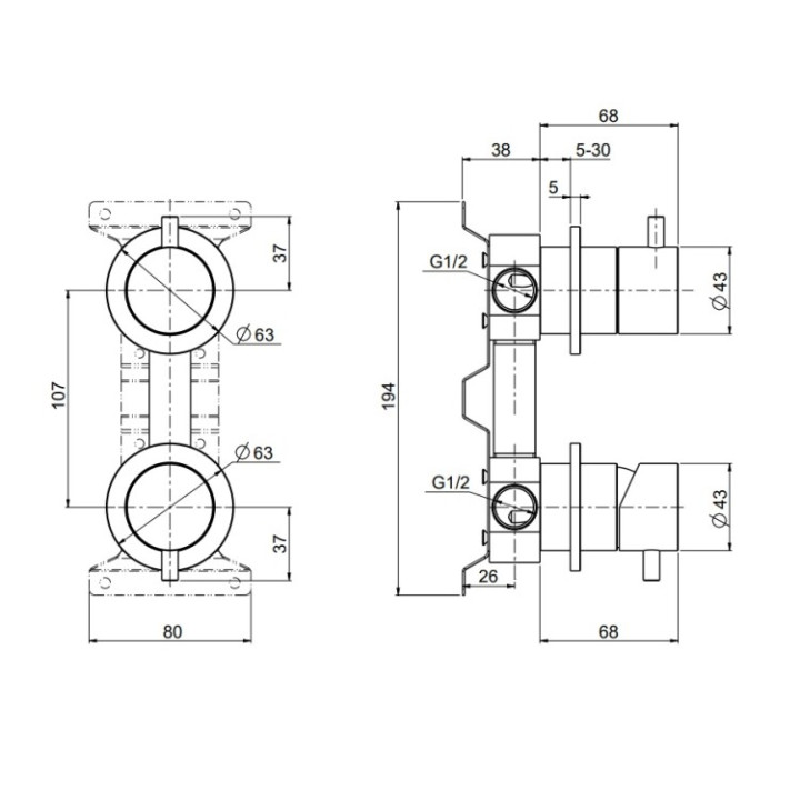 Quadro design 12 47.00 ON смеситель для душа