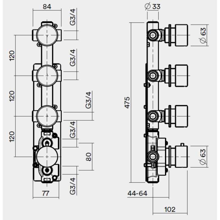 Смеситель Quadro 16 50.0.00 AS для душа, термостат