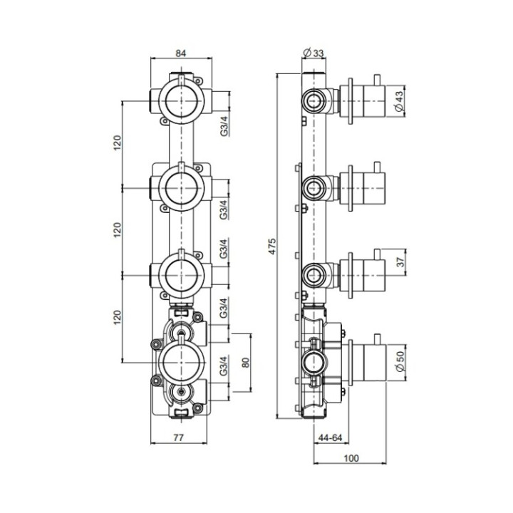 Quadro design 12 50.00 OC термостатический смеситель