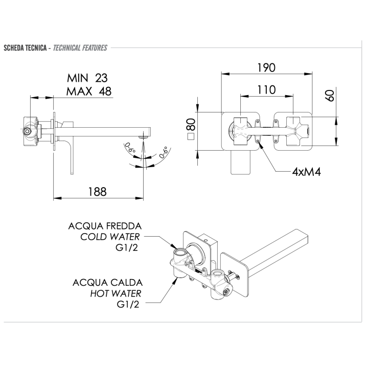 Remer AU15P смеситель скрытый, раковина