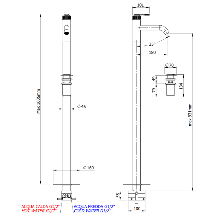 Remer AL18BG смеситель для раковины скрытый