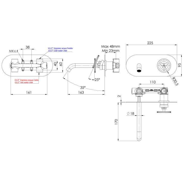Смеситель CH15 Remer для раковины, скрытый монтаж