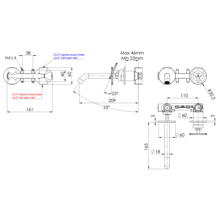 Remer CH15P смеситель для раковины скрытый