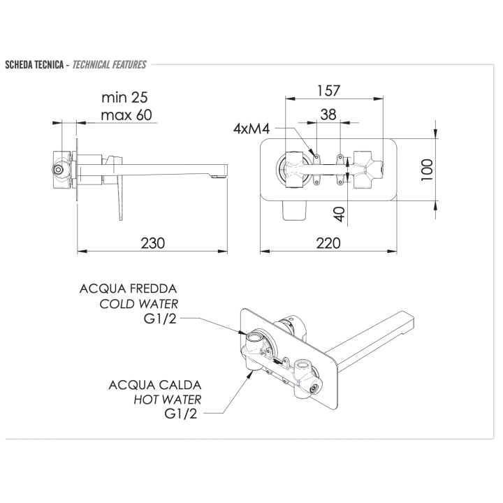 Remer D15L смеситель скрытый монтаж для раковины