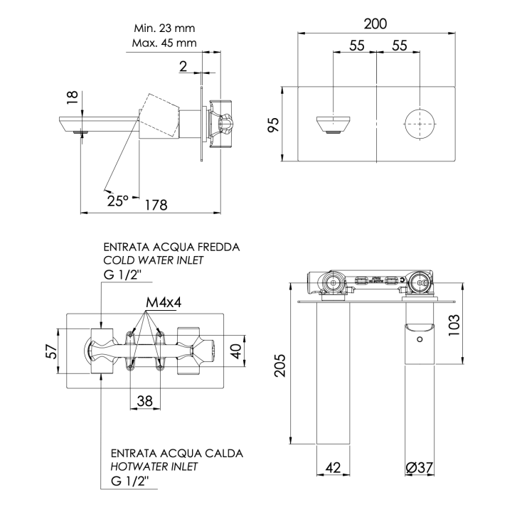 Remer EG515BG смеситель встраиваемый Edge