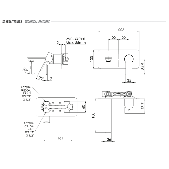 Remer EY15 смеситель для раковины скрытый монтаж