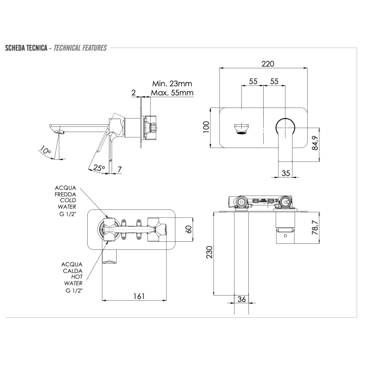 Remer EY15L смеситель скрытый для раковины Energy