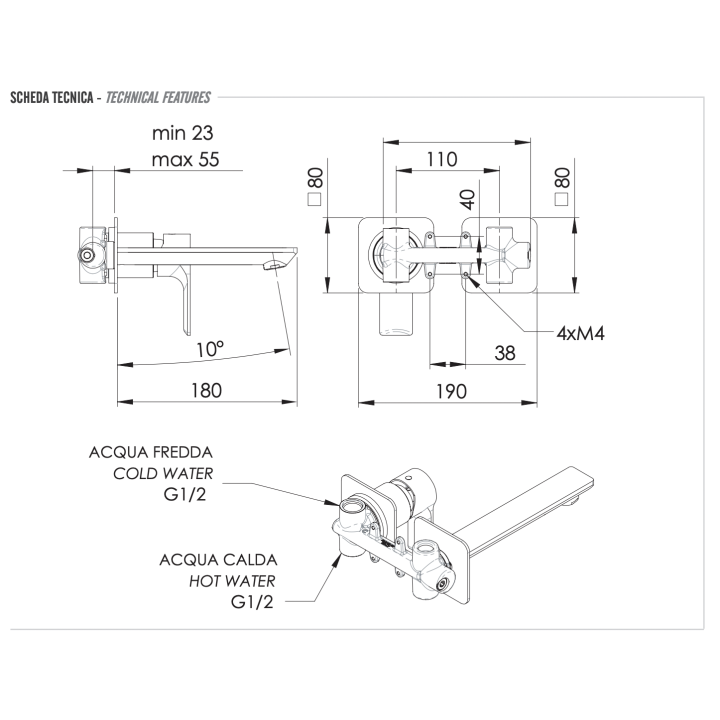 Remer EY15P смеситель для раковины скрытый монтаж