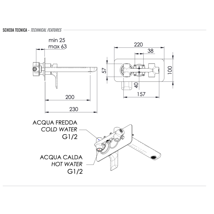 Remer I15L смеситель скрытого монтажа для раковины