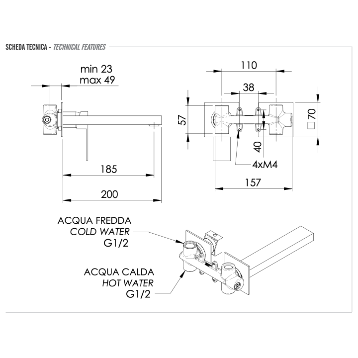 Смеситель QD15P Remer Rubinetterie для раковины