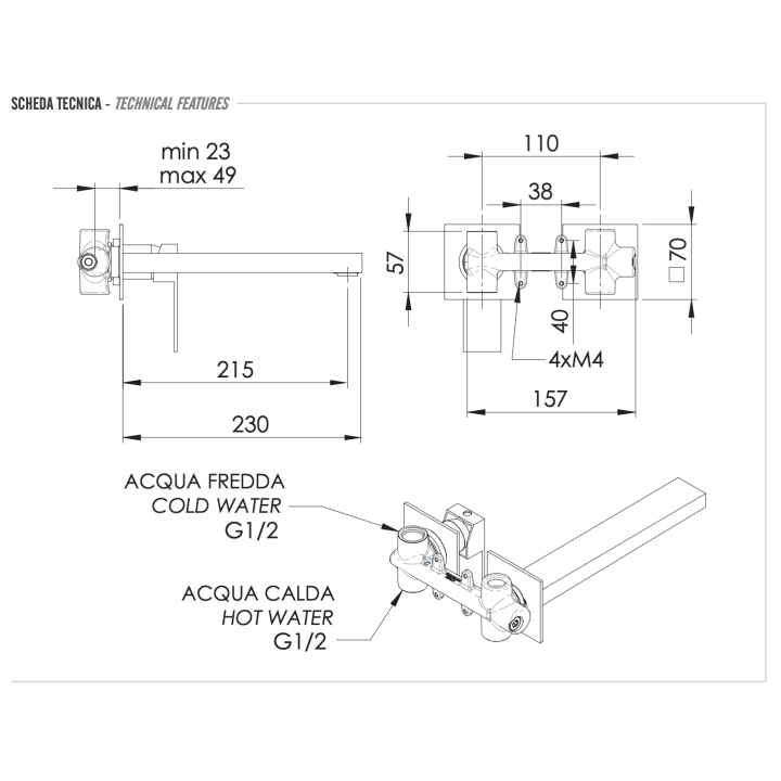Remer QD15PL смеситель для раковины, скрытый монтаж