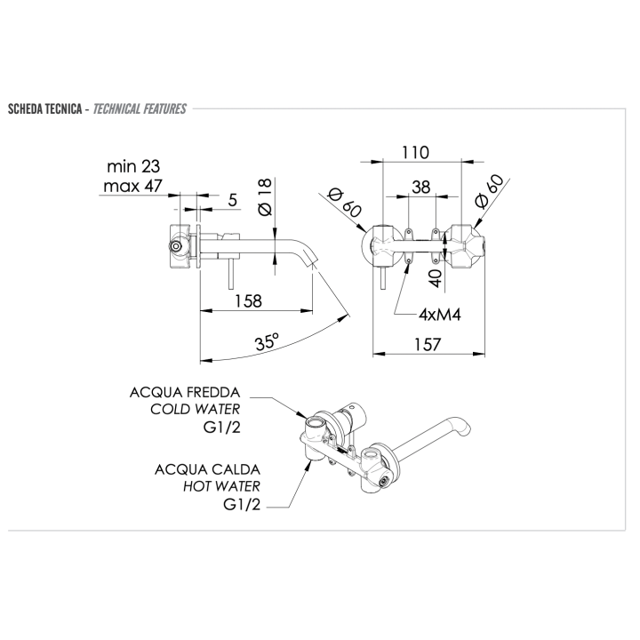 Remer SSX15P смеситель скрытый монтаж Inox
