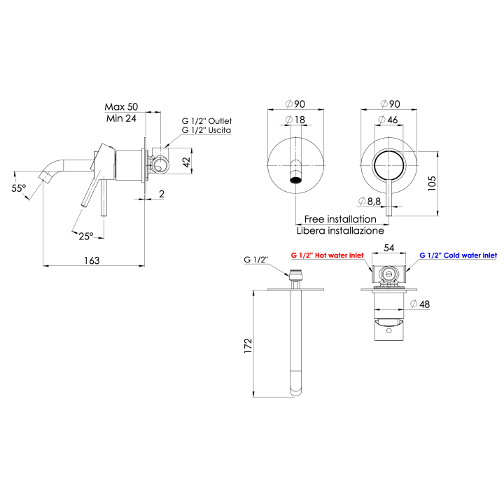 Remer X15C смеситель для раковины скрытый