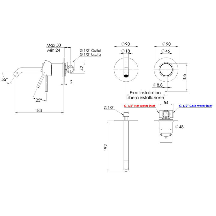 Remer X15LCNO смеситель для раковины скрытый