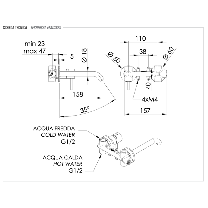 Remer X15PDO смеситель для раковины, скрытый