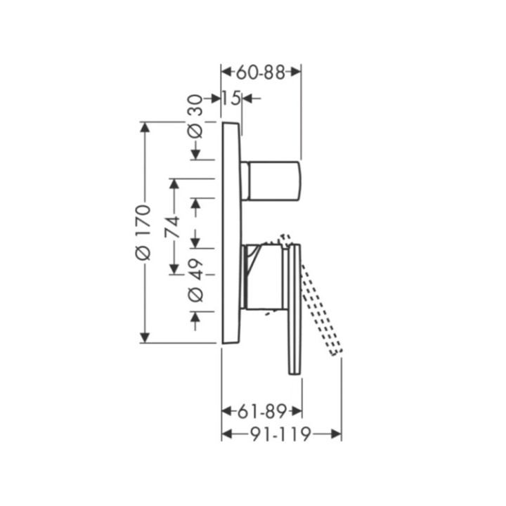 Axor 39455340 смеситель для душа, скрытый